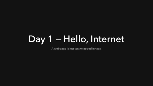 Opening slide: Hello, Internet